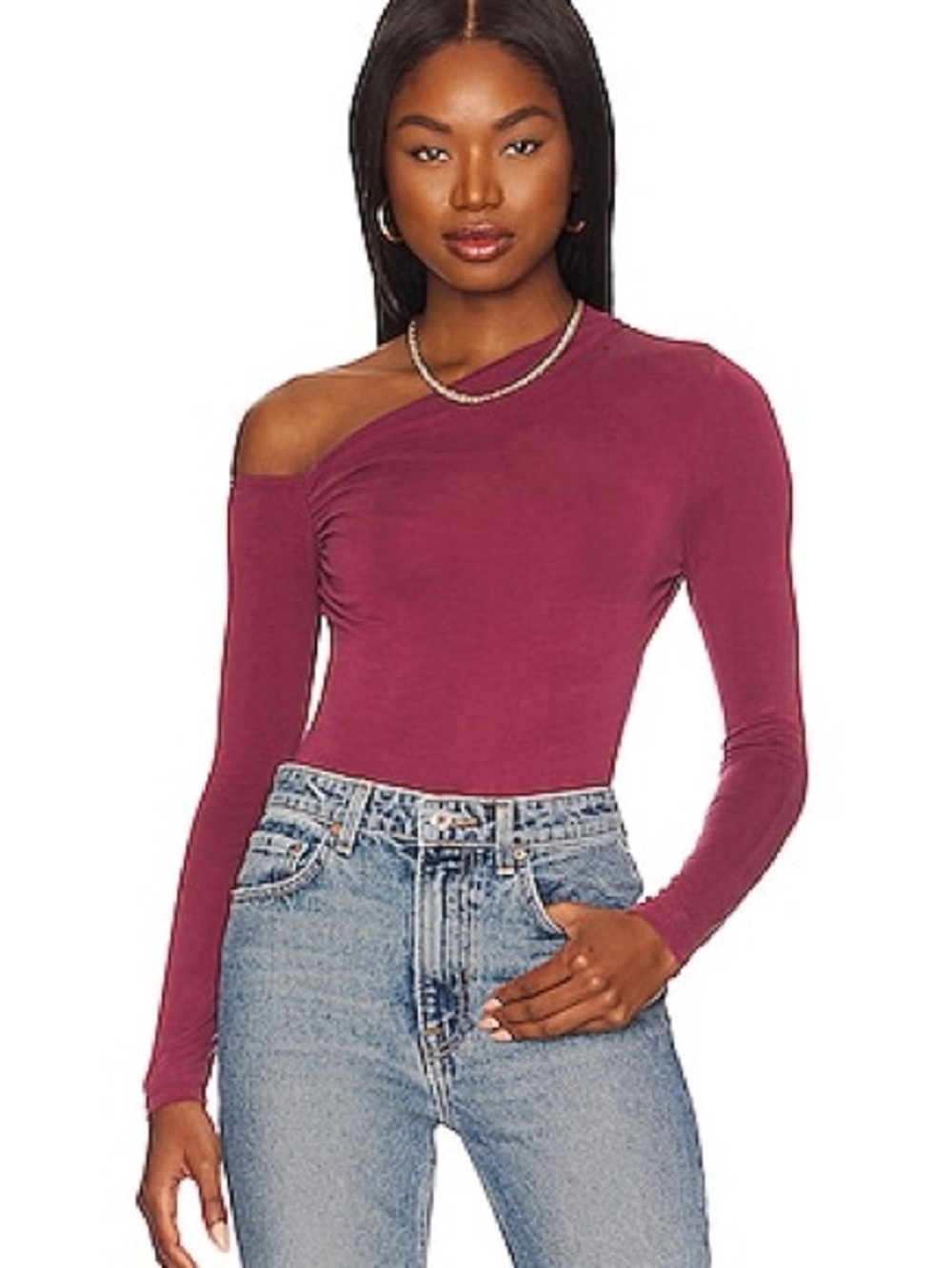 Camila Coelho Esther Bodysuit in Berry Mauve